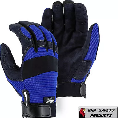 Mechanics Work Gloves Majestic Glove Armorskin Synthetic Leather Medium 2137bl • $11.50