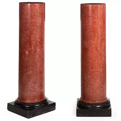 Pair Of Neoclassical Simulated Porphyry Scagliola Pedestal Columns • $13500