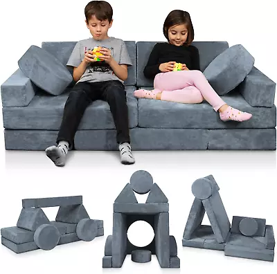 LX15 14Pcs Modular Kids Play Couch Child Sectional Sofa Fortplay Bedroom And P • $253.53