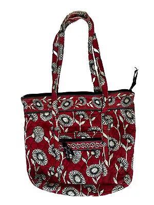 Vera Bradley RED DECO DAISY PURSE Bag Poppy FLORAL B/W Houndstooth Interior W • $14