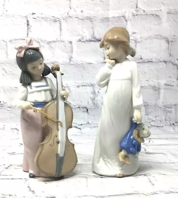 NAO 2 Children Figurines My Rag Doll & Girl With Cello Hand Made (MF138G) • £9