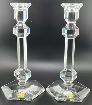$95 • Buy Val St. Lambert Gardenia Crystal Candlestick Holder Pair - In Original Box