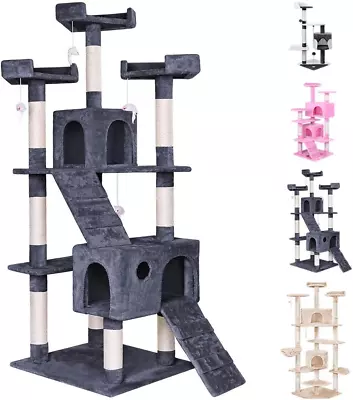 Cat Tree Scratching Post Scratcher Tower Condo House Furniture Wood 180 Grey Col • $178.07