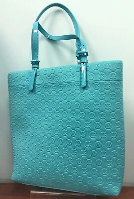 Michael Kors Tote Shoulder Jet Set Signature Monogram Quilted NEW Turquoise/Aqua • $128