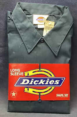 Dickies Blue Long Sleeve Work Shirt Mens Size 17x33 Made In USA 80s Vintage • $22.39