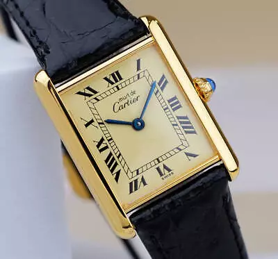 Cartier Must Tank 1615 Quartz Ivory Dial Roman Index LM Mens Watch Refurbished • $2280