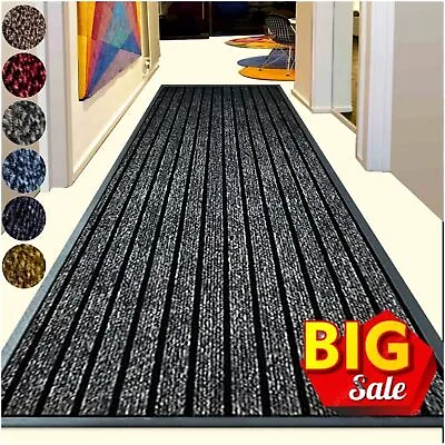 Large Heavy Duty Rubber Barrier Non Slip Door Mat Hall Kitchen Floor Runner Rugs • £11.85