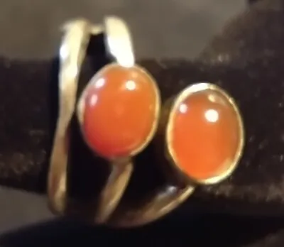 $12.50 • Buy Pretty Vintage Sterling Silver Ring With Carnelian Stones Size 6.5
