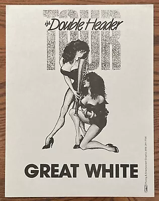 GREAT WHITE 1989 Double Header Tour Venue Door Sign 8 1/2  By 11  Card Stock • $14.95