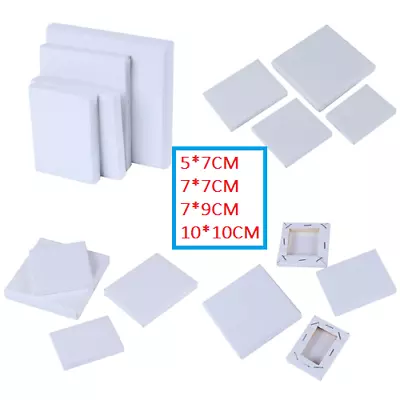 10X 4Size Mini Artist Stretched Canvas Square Small Art Board Acrylic Oil Pa XK • £5.43