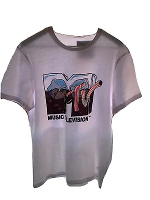 MTV Mens T-shirt Natural White Sized L • £9.99