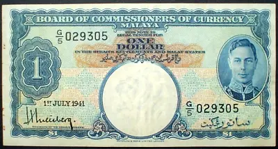 £4.20 • Buy MALAYA ~ KING GEORGE VI ~  1 DOLLAR 1941 V/f.