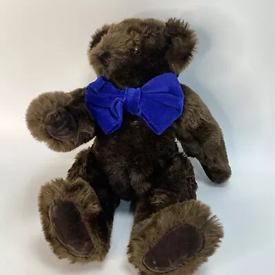 The Vermont Teddy Bear Company Dark Brown Fully Jointed 16  Bear With Bow Tie • $14.97