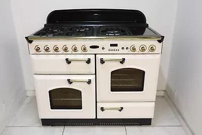 Rangemaster Classic 110 Range Cooker In White & Brass Full Gas REF C26 AGA • £1490