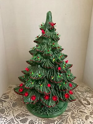 Vintage Ceramic Christmas Tree 15”with Base. Rare Ornaments Type. • $89