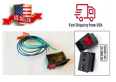 Assembled Power Socket With Fuse And Wires Switch 3 Pin IEC320 C14 USA Plug • $12