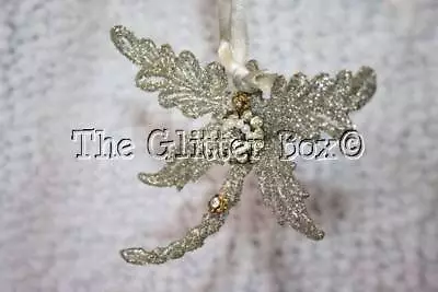 Christmas Ornament Kurt Adler Vintage Glamour Platinum Glass Glitter Dragonfly • $9.99