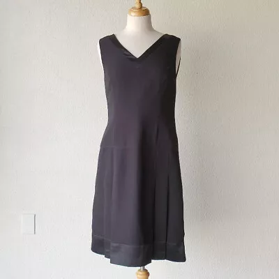 Amanda Smith 20s Style Dropped Waist Black Dress Satin Trim Size 8 Medium • $7.99