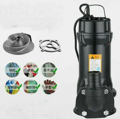 $242.66 • Buy 1HP 750W Industrial Sewage Cutter Grinder Cast Iron Submersible Sump Pump 220V