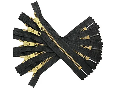 4  To 36  Metal Zippers- YKK #5 Closed Bottom Brass Teeth 5pcs Black Or White • $6.50