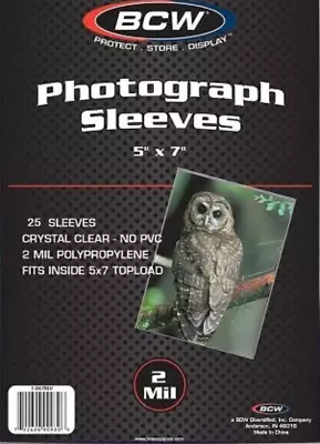 25 BCW 5 X 7 Soft Photo Loose Sleeves Oversized Cards Postcards Free Shipping • $3.99