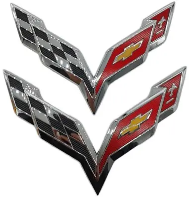 2014-2019 C7 Corvette Front & Rear Bumper Cross Flags Emblem Set OEM • $29.75