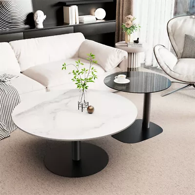 2PCS High Gloss Sintered Stone Large Coffee Table Glass Side Table Anti Scratch • $286.91