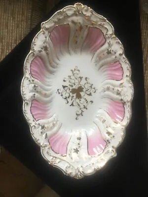 Vintage C.T. Germany Carl Tielsch Pink Scalloped Dish Gold • $26.69