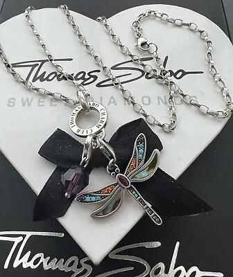 Thomas Sabo Kette & Carrier & Grosse Libelle & Perle Charm Anhänger Neuzustand • $182.08