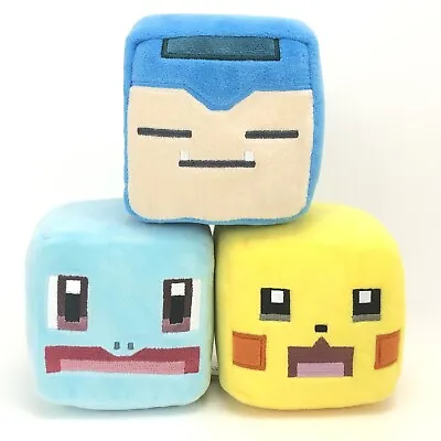 $49.90 • Buy Pokemon Quest Snorlax Squirtle Pikachu 4  Plush Lot Of 3 Minecraft Style Block