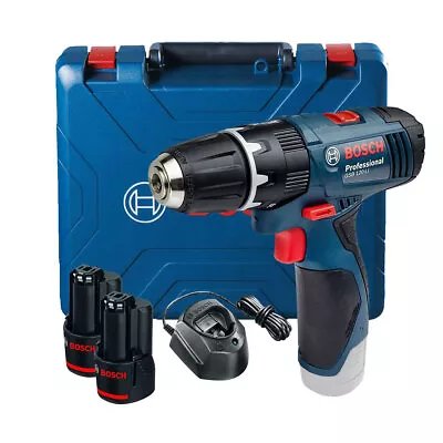 Bosch GSB 120-LI 12V Combi Drill With 2 X 2.0Ah Battery Charger Case 06019G8170 • £77