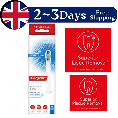 Omron Toothbrush Heads 4x Genuine Colgate Deep Clean White Pack ProClinical 360 • £35.94