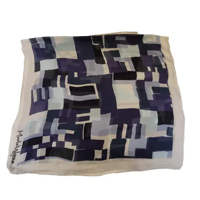 Marla Wynne Scarf Shawl 69” X 40” Abstract Blue Purple White Flowy • $14.94