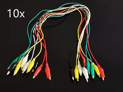 10x Electrical Alligator Clips Test Lead Jumper Wire Roach Crocodile Cable Wire • $8.39