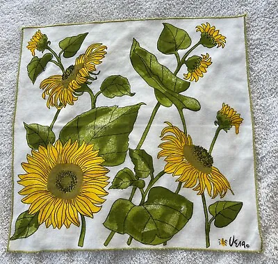 Vintage Vera Neumann 15  Sunflower Cloth Square Placemat Napkin W/Ladybug • $15