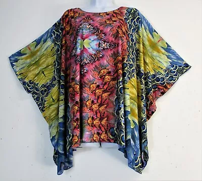 Saloos 95% Polyester 5% Elastaine Slinky Multicoloured Kaftan Style Top One Size • £20