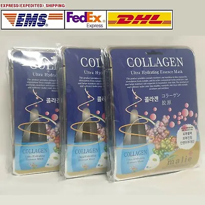 30pcs Malie COLLAGEN Face Mask Packs Sheet 25g Moisture Revitalize EXPRESS SHIP • £42.34