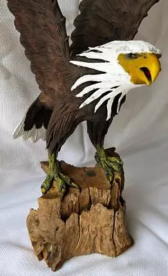 Old Vintage Large American Bald Eagle Bird Statue Art Sculpture Figure Wood Base • $131.25