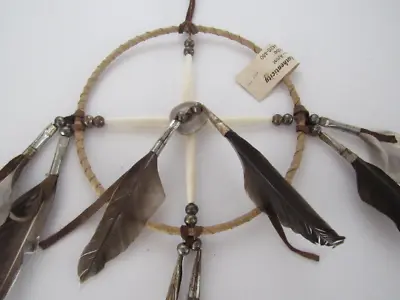 6  Navajo Medicine Wheel Buckskin Leather & Feathers Handmade Good Dreams W/COA • $34.99