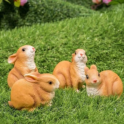 Pelle & Sol Set Of 4 Bunny Rabbits - Garden Animal Outdoor Ornaments Decor -   • £10.45