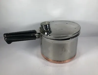 Vintage Revere Ware 1801 Pressure Cooker 4 Qt Pot Copper Clad W/ Rubber Gasket • $39.99