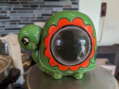 Vintage Chalkware Flower Turtle Bank • $24.99