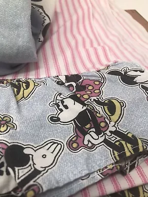 Vtg Minnie Mouse Full Bed Sheet Set *No Pillowcases* Ruffled Mattress Tick L5 • $39.99