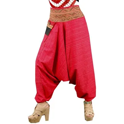 Womens / Mens Harem Pants Bohemian Red Yoga Boho Hippie Thai Hmong Gypsy Aladdin • $21.95