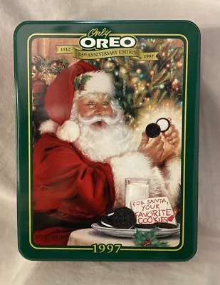 1997 Christmas Memories Oreo Cookie Tin Can Nabisco ~ 85th Anniversary~8”x6”x2.5 • $9.99