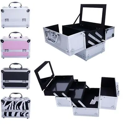 Travel Aluminum Makeup Train Case Cosmetic Tattoo Jewelry Box With Mirror 4color • $20.89