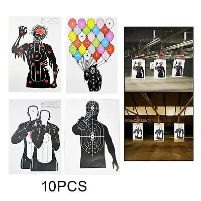 10Pcs Paper Shooting Target Shooting Range 12 X18  Indoor And Outdoor For • £13.28