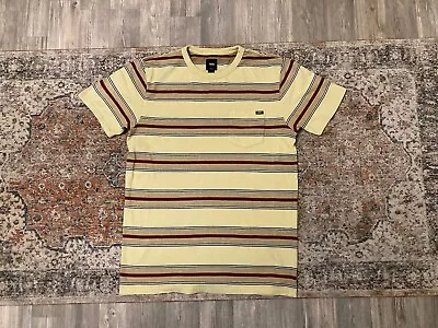 VANS T Shirt M Medium Yellow Red Blue Striped  • £12