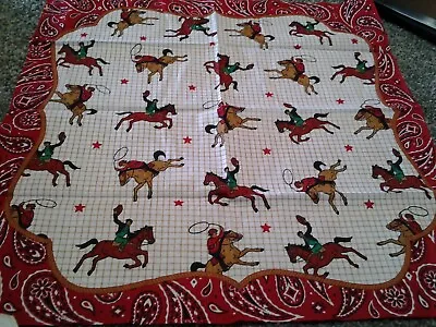 New COWBOY ROPING HORSES MULTI PAISLEY COTTON BANDANA HANKY WESTERN COWBOY RODEO • $6.99