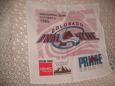 Vintage Avalanche Hockey Towel Banner Inaugural Game Oct 6 1995 Colorado Avs • $15